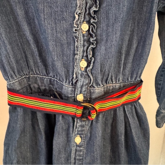 Ralph Lauren Girls Denim Button Up Dress, Long Sleeve Belt Size 5 - Picture 4 of 11